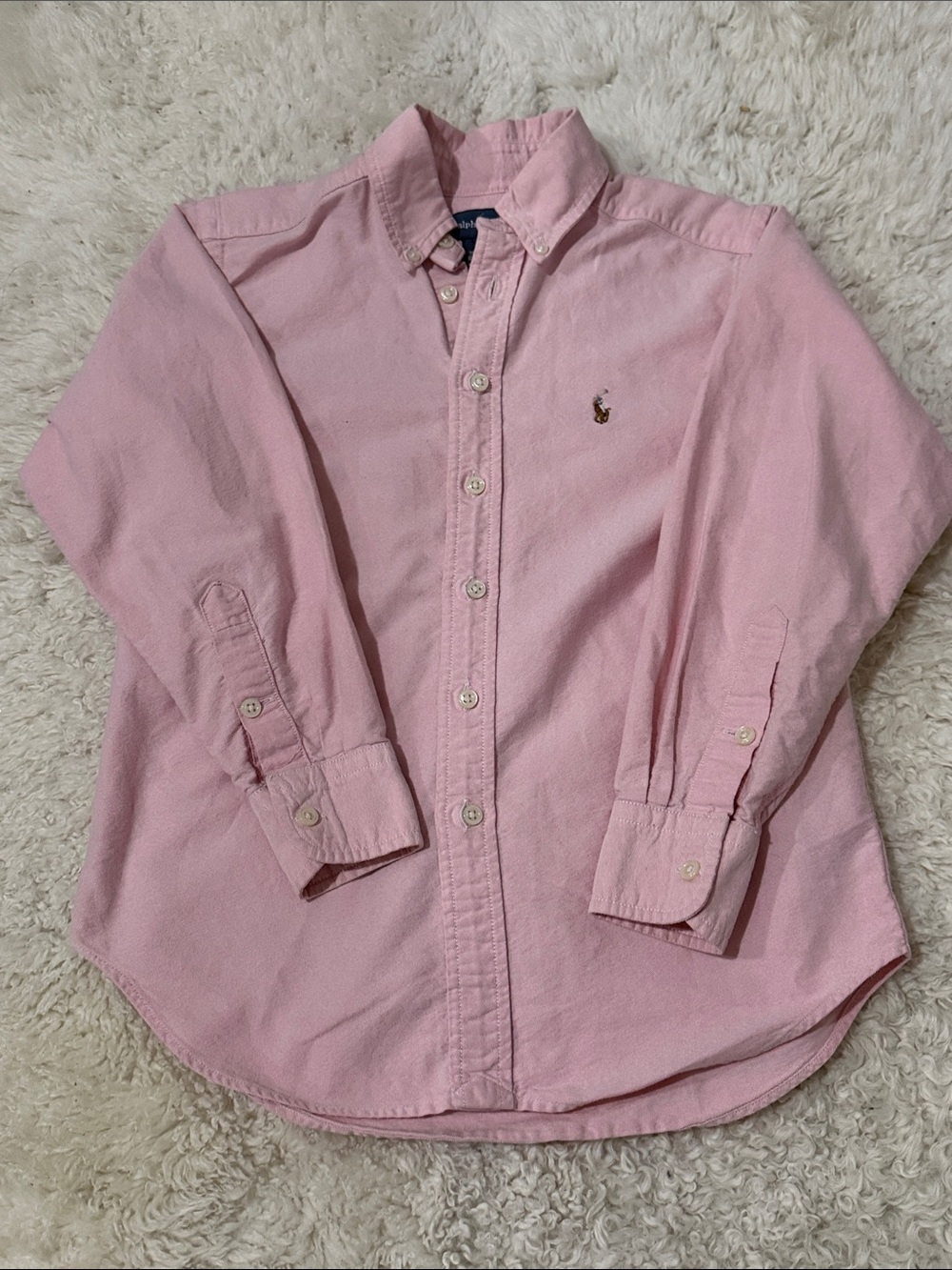 Polo by Ralph Lauren Boys Pink Oxford Button-Down Shirt M (8)